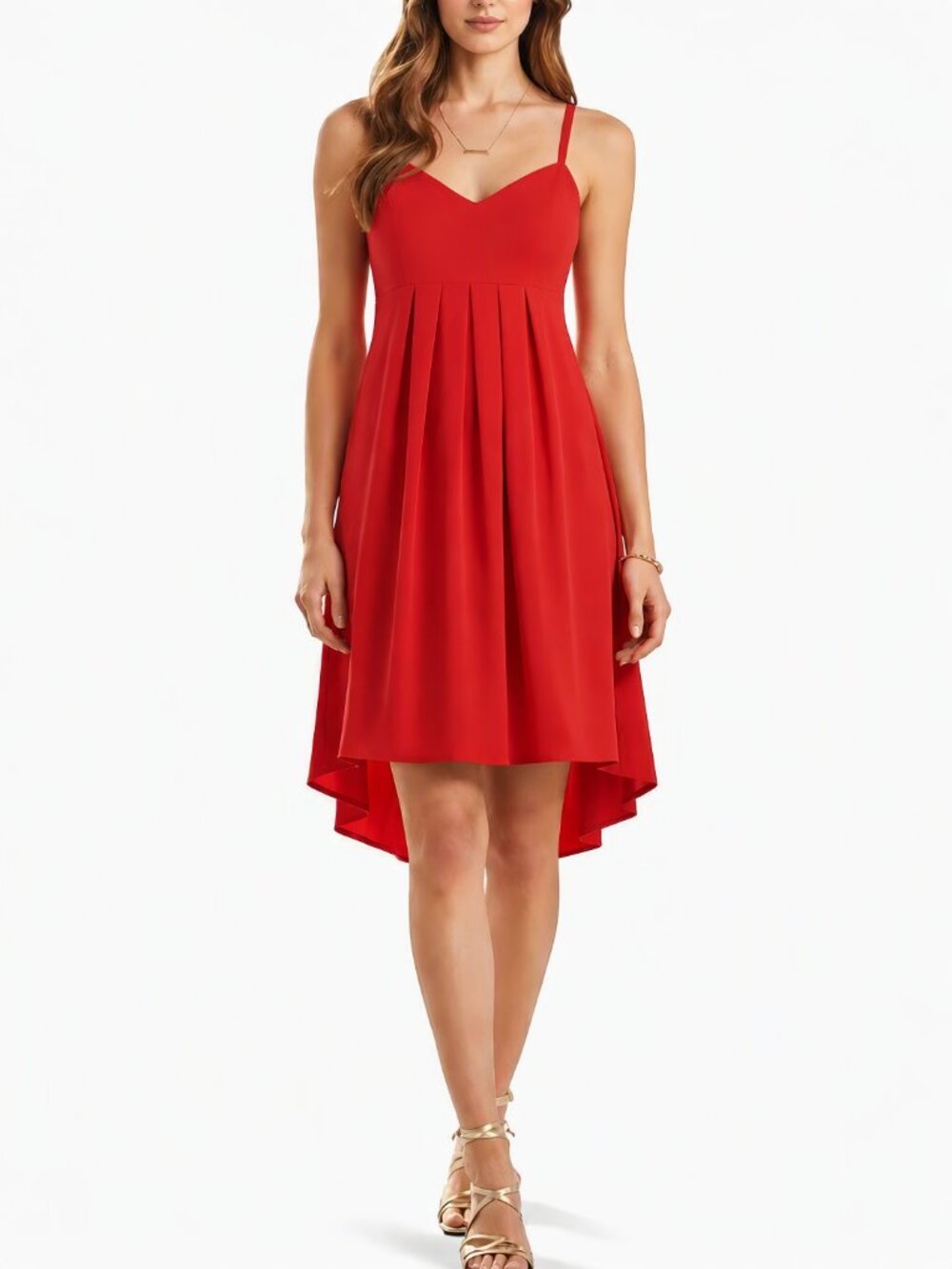 Amanda Uprichard Cherry Red Pleated Open Back Bow High Low Mini Dress S EUC